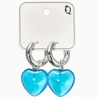 Серьги со съёмным элементом "Сердце", цвет голубой в серебре