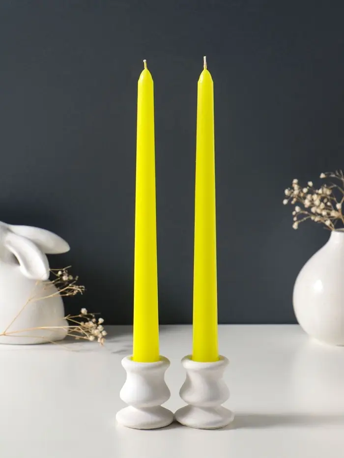 Набор свечей античных 25 см, 2 шт., 58 г, 7 ч, жёлтый