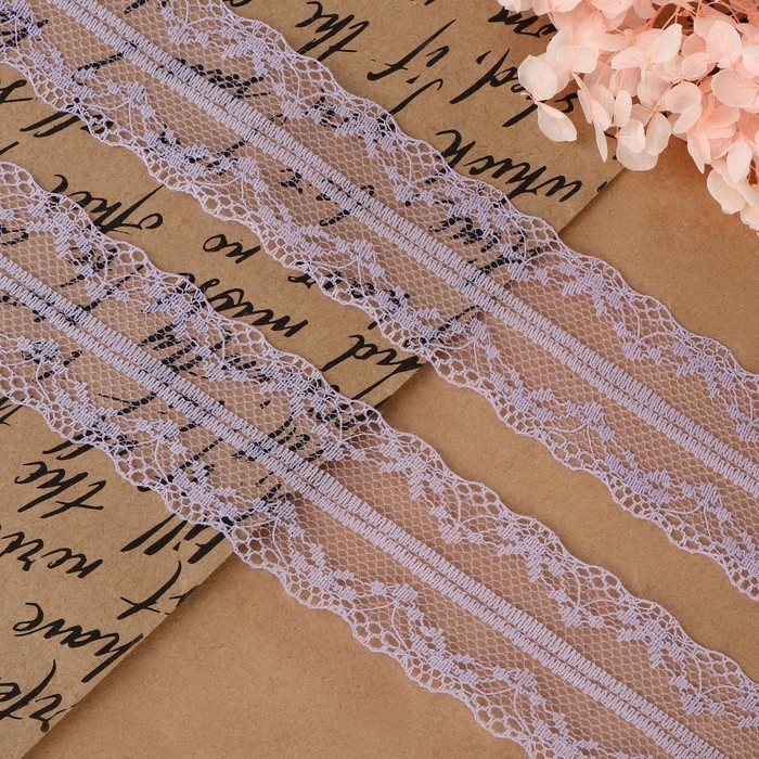Кружево капроновое, 35 мм × 10 ± 1 м, цвет сиреневый