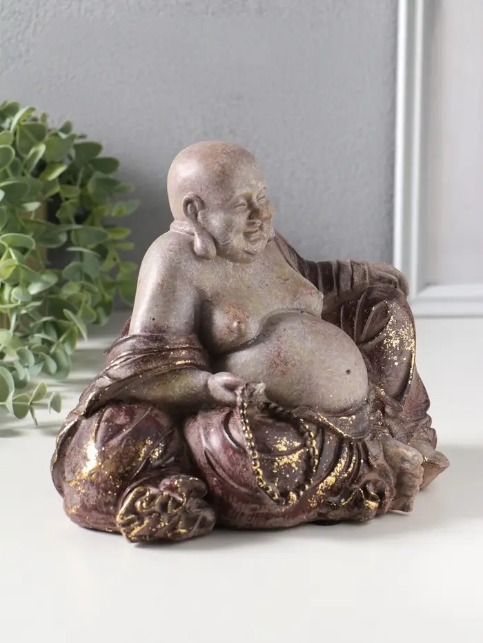 Фигура полистоун &laquo;Хотей с чётками&raquo;, с золотой патиной, 15.7&times;20.5&times;17 см