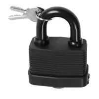 Замок навесной LOCKLAND, 65 мм, влагозащищенный, короткая дужка, 2 ключа, цвет черный