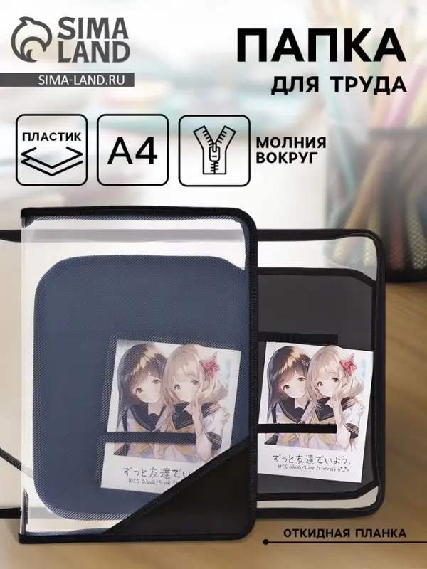 Папка для труда, А4, пластиковая, 23&times;32.5&times;2.5 см &laquo;Аниме снимок&raquo;