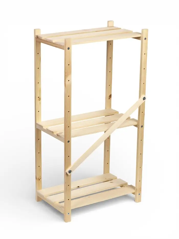Стеллаж деревянный 3 полок 79 х 40 х 28 см, с регулируемыми полками
