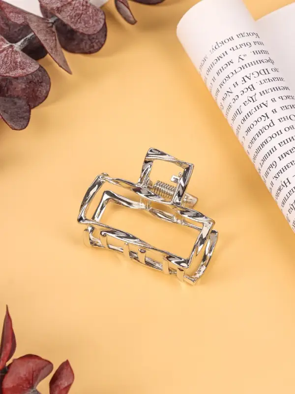 Крабик для волос &laquo;Сабина&raquo;, прямой, 4 см, серебристый