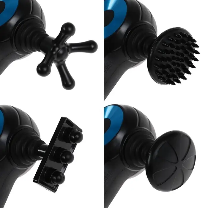 Массажёр для тела LEM-11, перкуссионный, 9 насадок, 9 режимов, чёрный