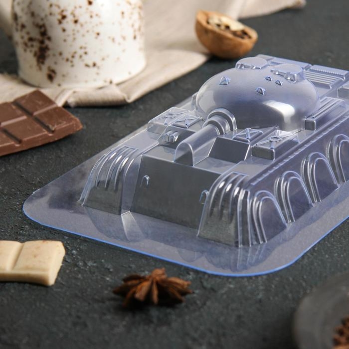 Форма для шоколада и конфет «Танк большой», пластик, прозрачная Форма для шоколада и конфет «Танк большой», пластик, прозрачная
