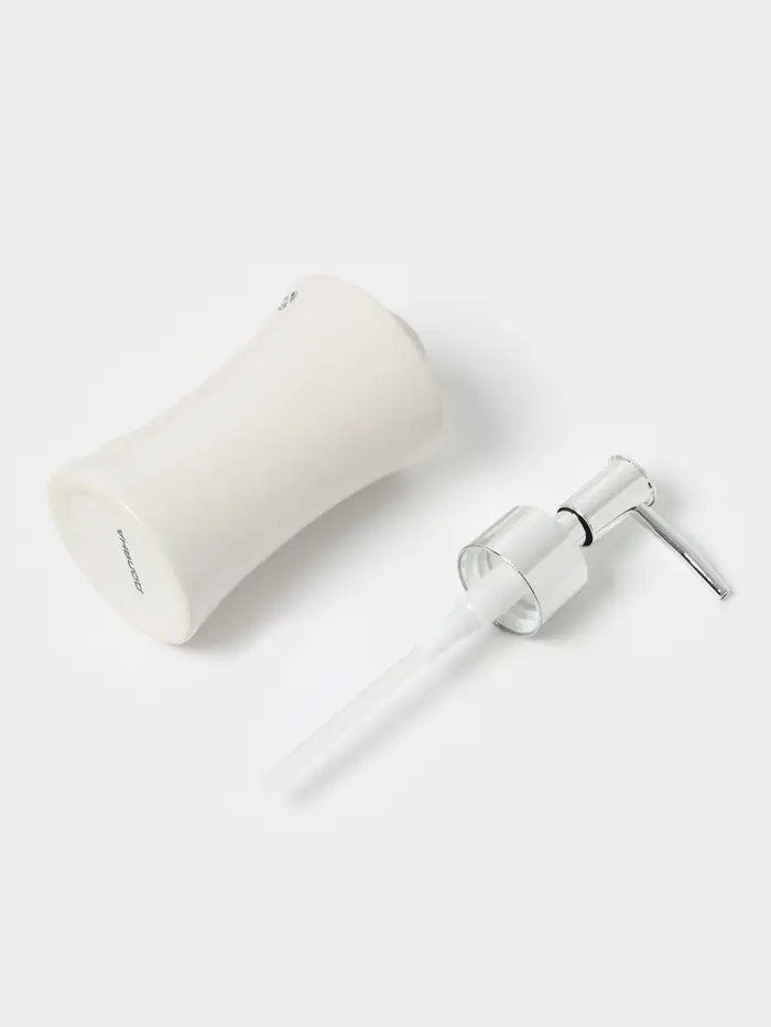 Аксессуары для ванной Доляна &laquo;Стразы. Капельки&raquo;, 4 предмета, дозатор 200 мл, мыльница, 2 стакана, белые