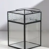 Подсвечник стекло, металл "Следы от листьев" прозрачный 13,5х13х19,4 см