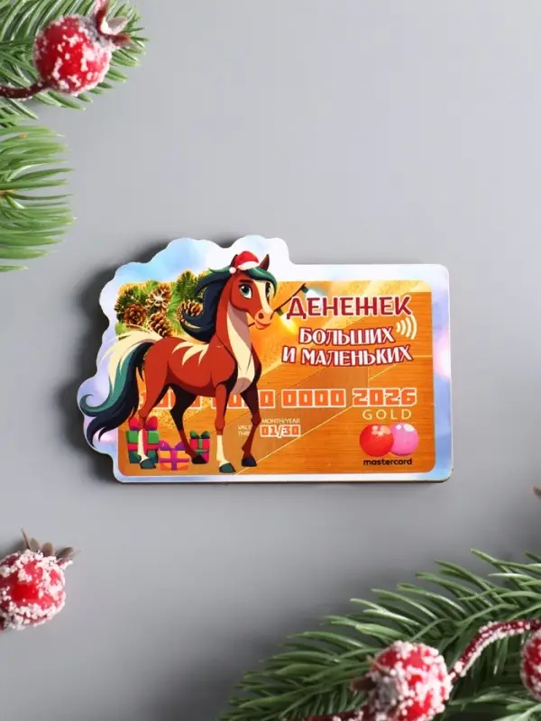 Магнит новогодний 2026 «Денег больших и маленьких», размер магнита 5×7.5 см