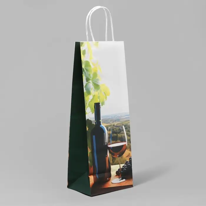 Пакет подарочный под бутылку, упаковка, «Вино», белый крафт, 13 х 36 х 10 см Пакет подарочный под бутылку, упаковка, «Вино», белый крафт, 13 х 36 х 10 см