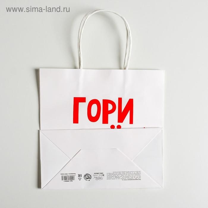 Пакет подарочный крафт, упаковка, «Гори огнем», 22 х 22 х 11 см