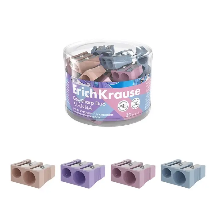Точилка пластиковая ErichKrause EasySharp Duo, Manga, МИКС