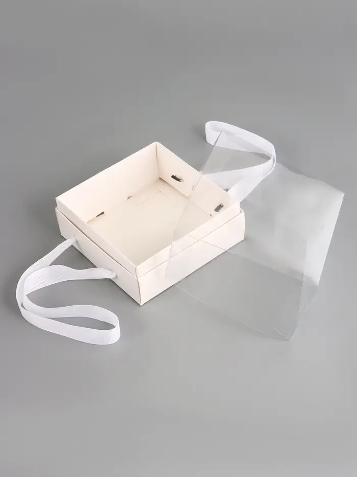 Коробка под бенто-торт, с прозрачной крышкой, белый, 14&times;14&times;8 см