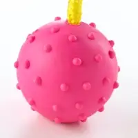Игрушка для собак, мяч на веревке, 6 см, розовая, жёлтая