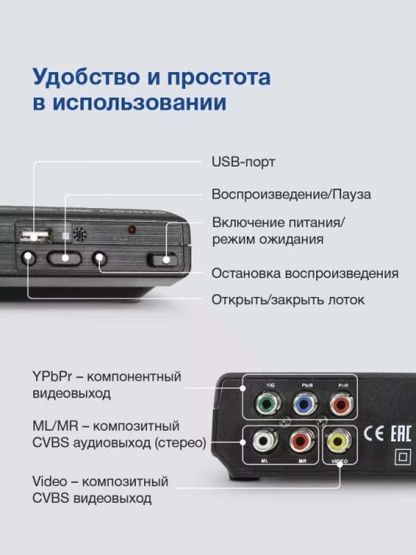 Плеер DVD H-DVD120 чёрный ПДУ