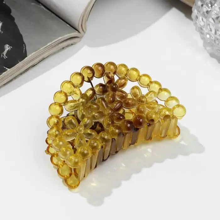 Крабик для волос «Матовый», цветы бусинки, 7 см, МИКС Крабик для волос «Матовый», цветы бусинки, 7 см, МИКС