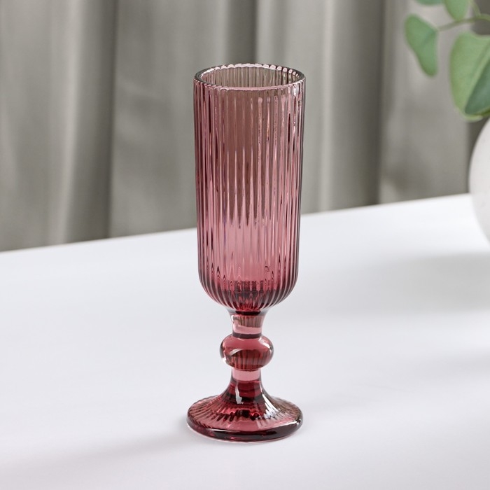 Бокал для шампанского стеклянный Magistro «Грани», 150 мл, 8×14,5 см, цвет сиреневый Бокал для шампанского стеклянный Magistro «Грани», 150 мл, 8×14,5 см, цвет сиреневый