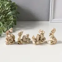Сувенир полистоун "Китайский дракон" набор 4 шт беж 3х4х6,5 см