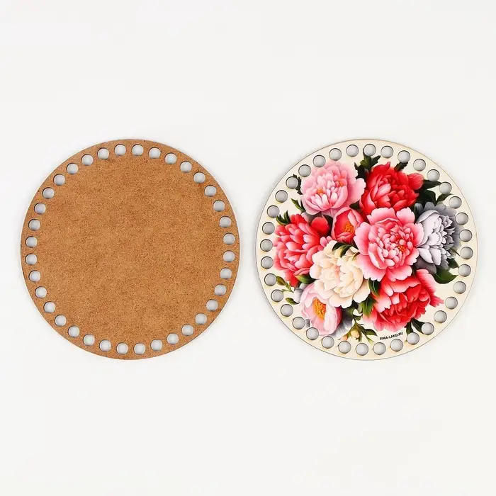 Донышки для вязания 2 в 1 &laquo;Пионы&raquo;, круг 15 см, хдф 3 мм