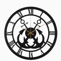 Часы настенные интерьерные &laquo;Якорь&raquo;, бесшумные, плавный ход, d=40 см, металл, чёрные