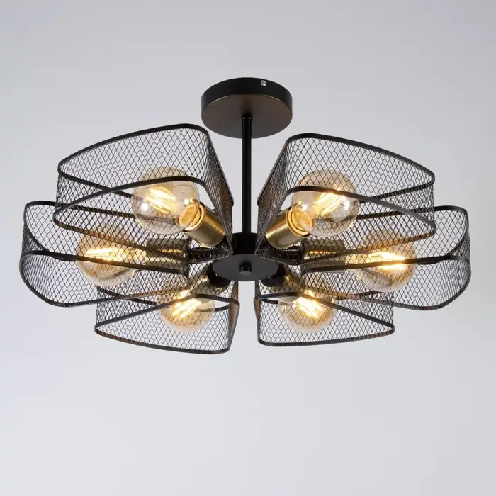 Светильник потолочный BayerLux &laquo;Агава&raquo;, 6хЕ27, 40 Вт, чёрный, 56&times;56&times;23 см