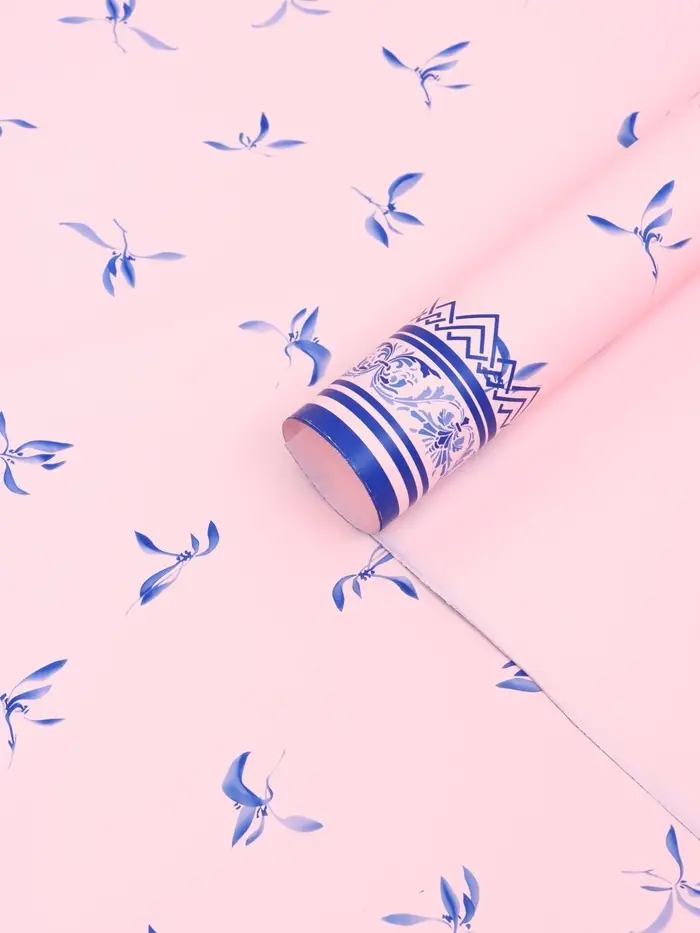 Пленка для цветов, &laquo;Эскиз&raquo;, розовый с голубым, 57&times;57 см