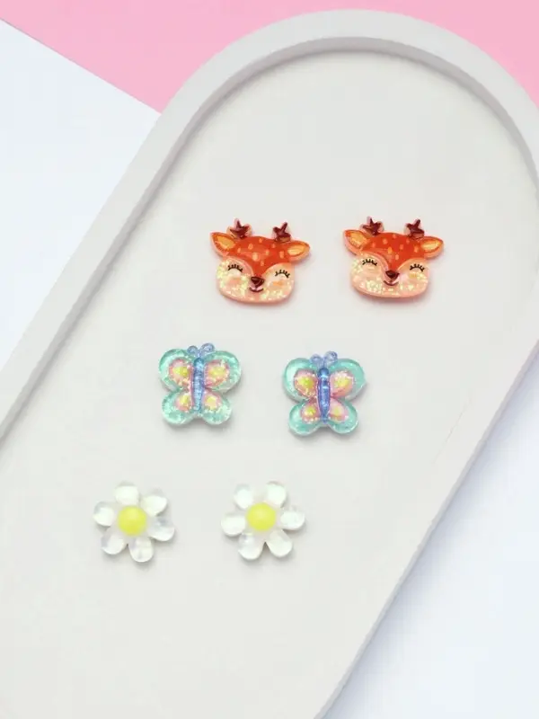 Серьги-клипсы детские на магните Выбражулька &laquo;Ассорти&raquo;, 3 пары