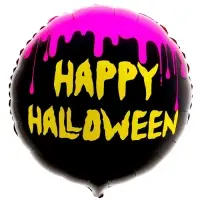 Воздушный шар фольгированный 18" Happy Halloween, круг