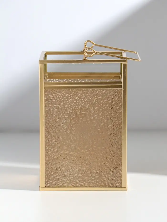 Подсвечник стекло, металл "Капли" золотой 10,5х12х19,4 см