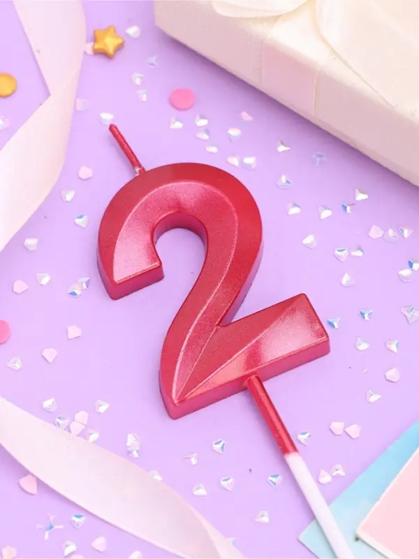 Свеча в торт на шпажке «Цифра 2», красная, 5 см Свеча в торт на шпажке «Цифра 2», красная, 5 см