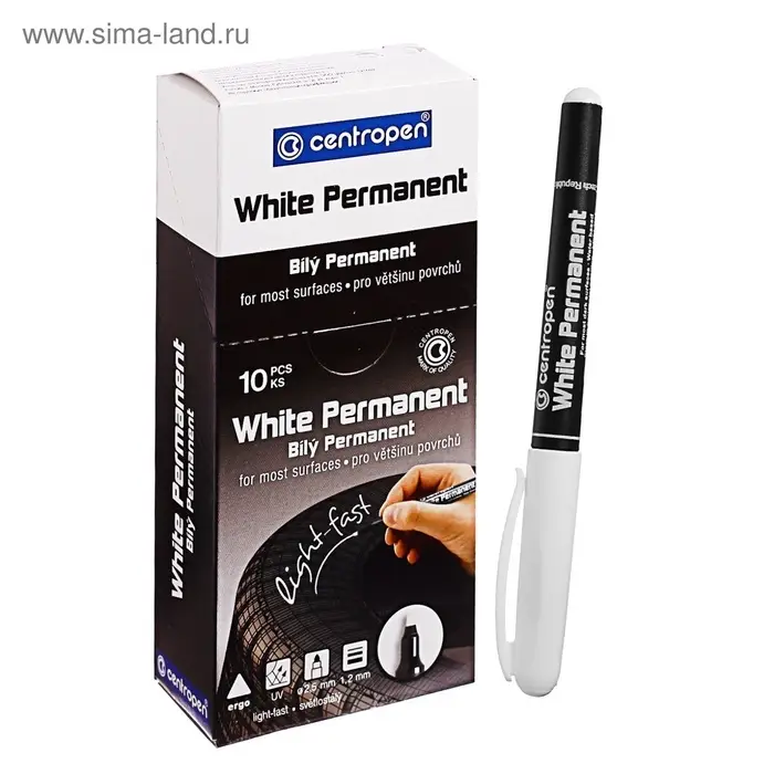 Маркер перманентный Centropen 2686, белый, узел 2.5 мм, линия 1.2 мм