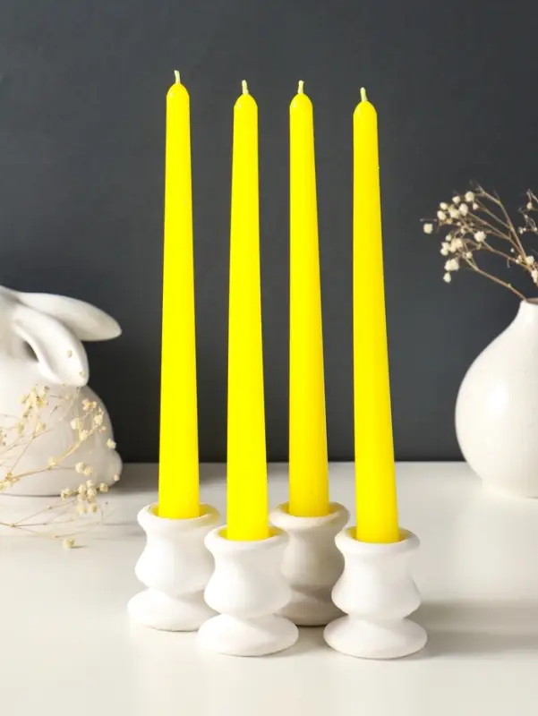 Набор свечей античных, 2,3х 24,5 см, 5 ч, 55 г, 4 штуки, жёлтый