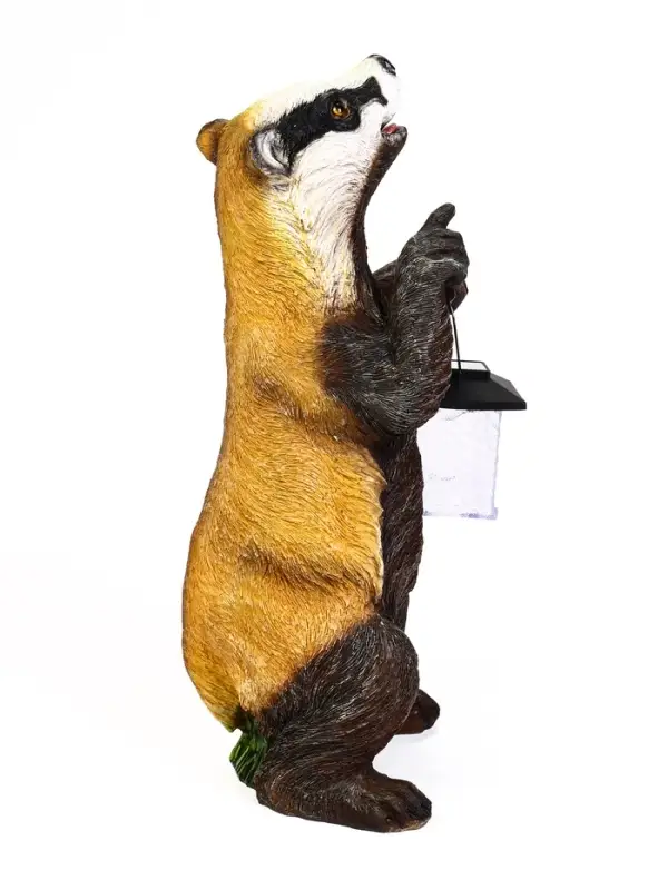 Садовая фигура - фонарь &laquo;Барсук с фонарём&raquo; из полистоуна, 18&times;16&times;41 см