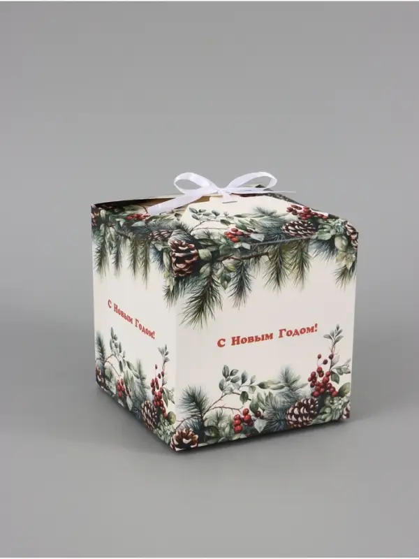 Коробка складная, подарочная новогодняя &laquo;Еловая веточка&raquo; 14&times;14&times;14 см