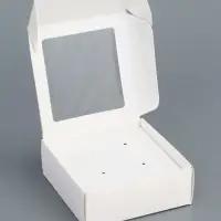 Коробка для бижутерии с PVC окном 8×8×3 см, белый