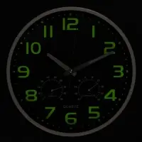 Часы настенные бесшумные светящиеся, 30 см, гигрометр, чёрные