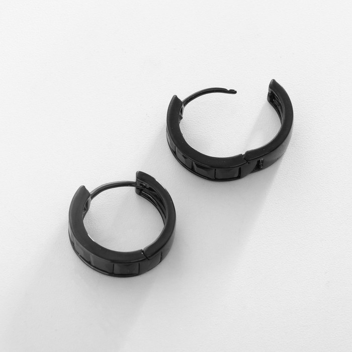 Серьги-кольца XUPING таинственность, цвет чёрный, d=1,5 см Серьги-кольца XUPING таинственность, цвет чёрный, d=1,5 см