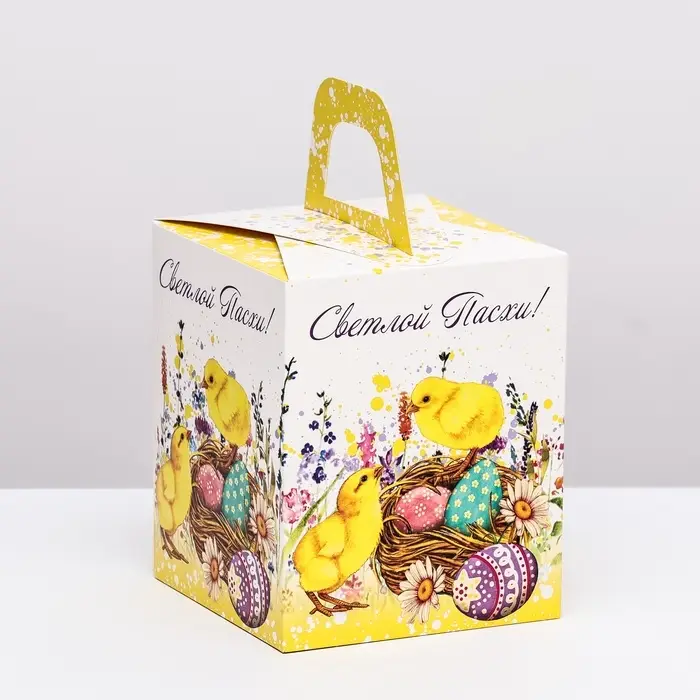 Коробка подарочная пасхальная с окном &laquo;Цыплята&raquo; 15&times;15&times;18 см