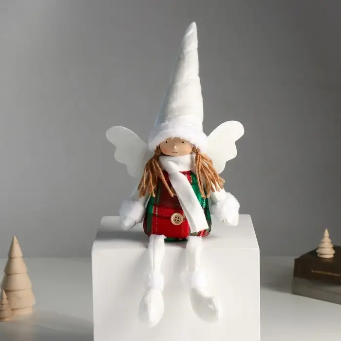 Кукла интерьерная Кукла интерьерная "Ангелочек в красно-зелёном сарафане" длинные ножки 16х8х40 см