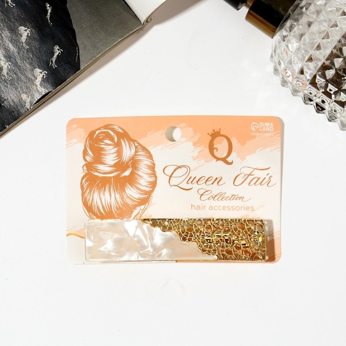 Заколка-автомат для волос «Геометрия», прямой кружевной, 8 см, золото Заколка-автомат для волос «Геометрия», прямой кружевной, 8 см, золото