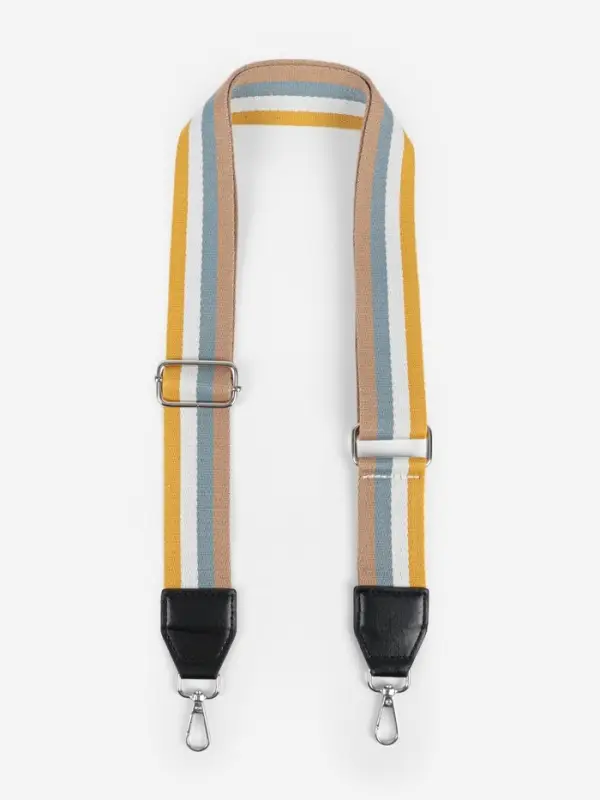 Ручка для сумки, стропа с кожаной вставкой, 135&plusmn;3&times;3.8 см, жёлтая, белая