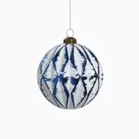 Набор шаров пластик d-8 см, 6 шт "Вестон" геометрия, бело-синий