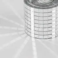 Зеркальная мозаика клеевая, 0.5&times;0.5 см, 8 рядов 4 см, 91&plusmn;2 см, серебряное стекло