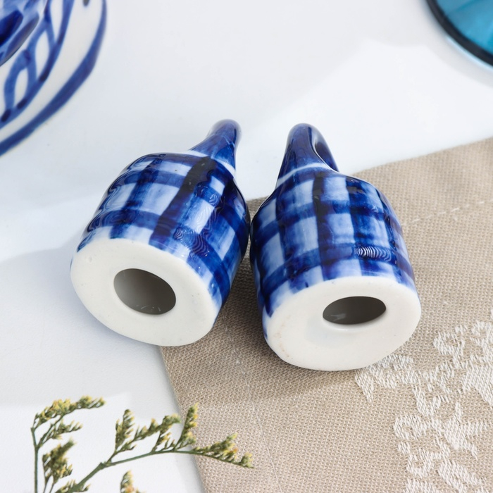 Набор для специй &laquo;Дама с коромыслом&raquo;, 5&times;13&times;20 см, гжель