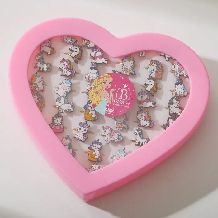 Кольцо детское Выбражулька «Единороги», форма МИКС, цветное, безразмерное Кольцо детское Выбражулька «Единороги», форма МИКС, цветное, безразмерное