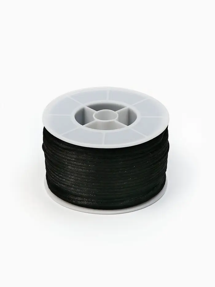 Шнур атласный на бобине 2мм ,50 метров, цвет чёрный Шнур атласный на бобине 2мм ,50 метров, цвет чёрный