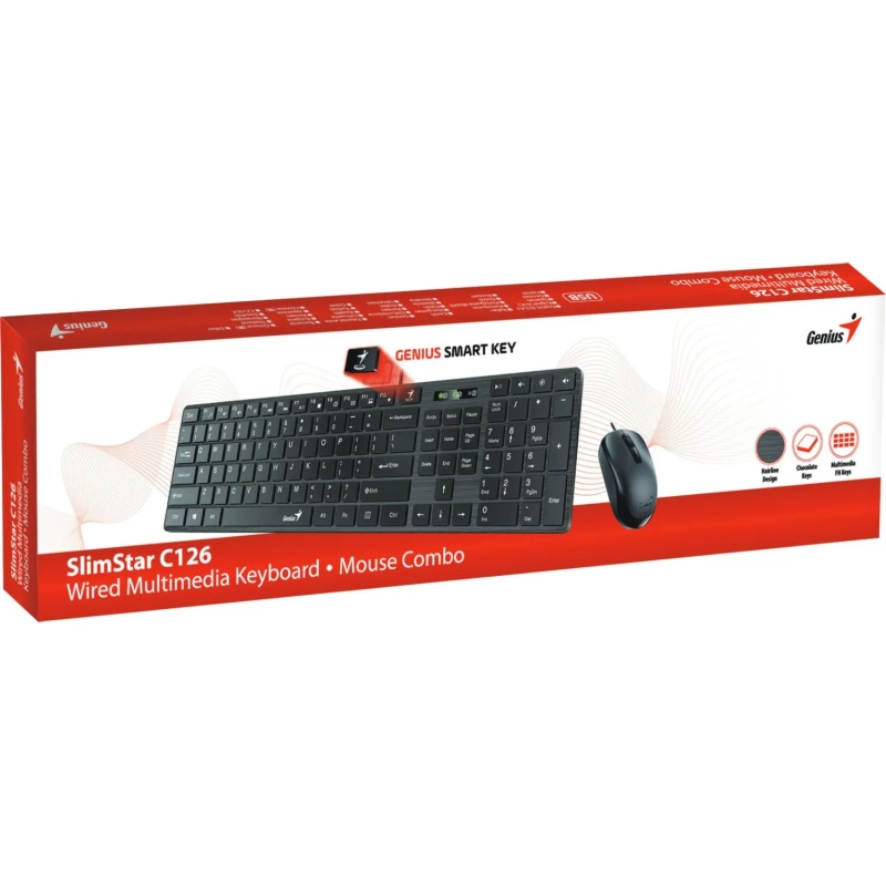Набор клавиатура+мышь Genius SlimStar C126 (USB), Black      (31330007402)