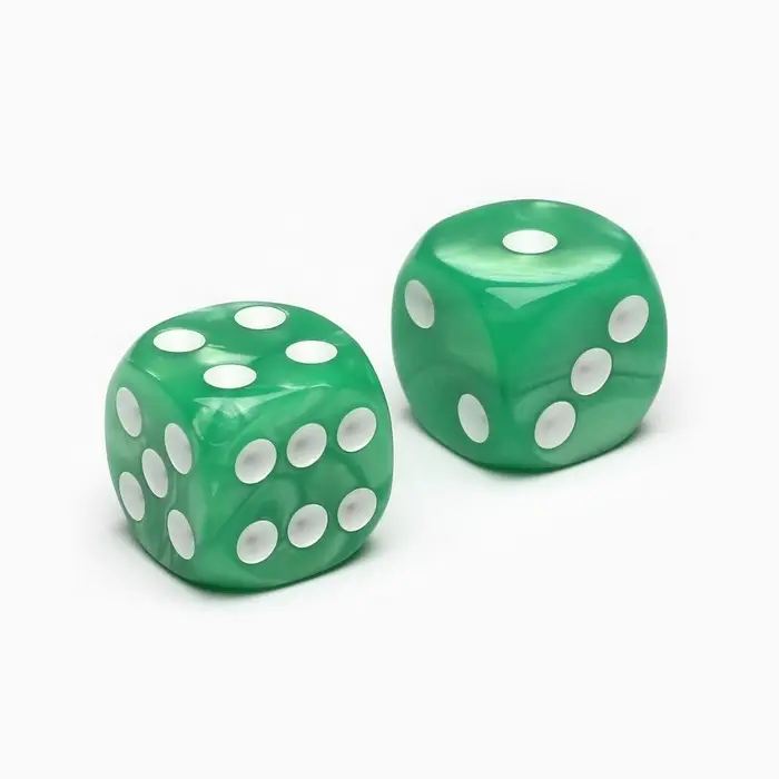 Кубики игральные «Время игры», 1.6×1.6 см, набор 2 шт., зеленые