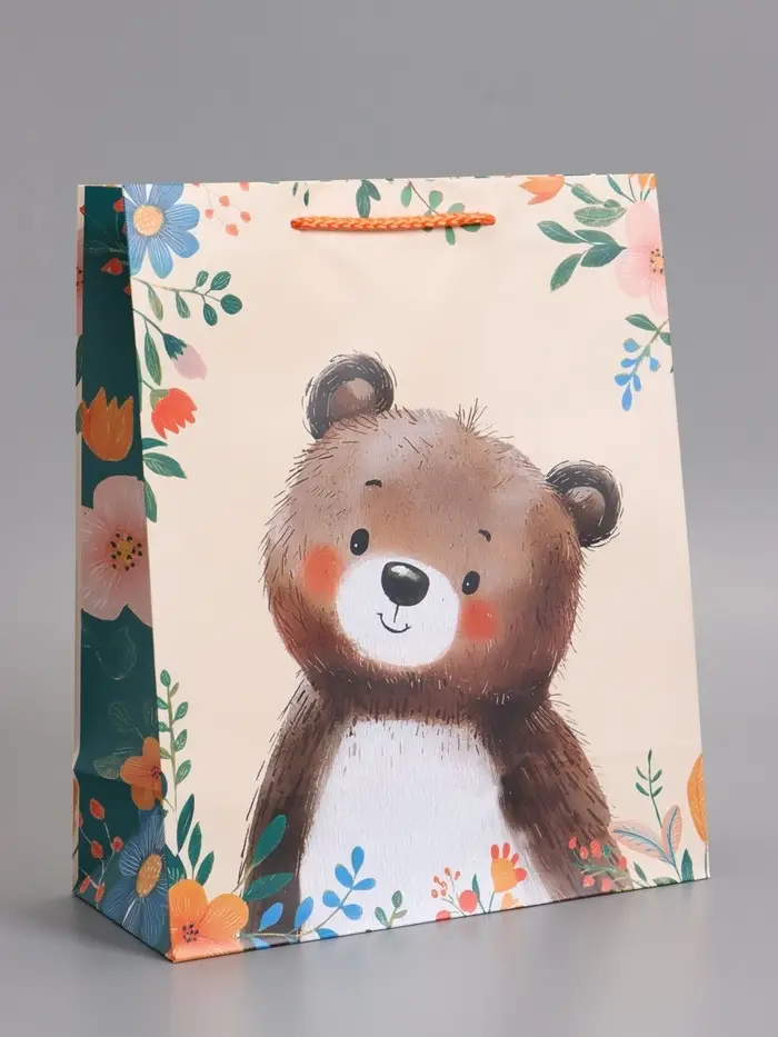 Пакет подарочный "Мишка" ламинированный 26 х 12 х 32 см