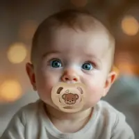 Светящаяся соска-пустышка анатомическая, силикон, от 0 мес., &laquo;Мишка&raquo;, бежевая